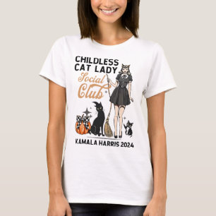 Camiseta Gato sin hijos vota por Halloween muestra a femini