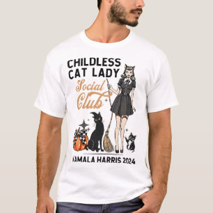 Camiseta Gato sin hijos vota por Halloween muestra a femini