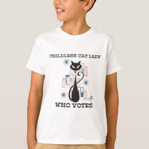 Camiseta Gato sin niños que vota a mediados del siglo gatos