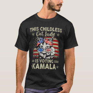 Camiseta Gato sin Niños Votando Kamala Harris 2024 2