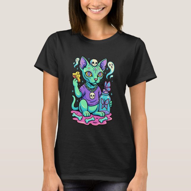 Camiseta Gato sin pelo Pastel Goth (Anverso)