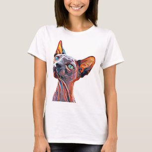 Camiseta Gato sin pelo Resumen de arte animal colorido