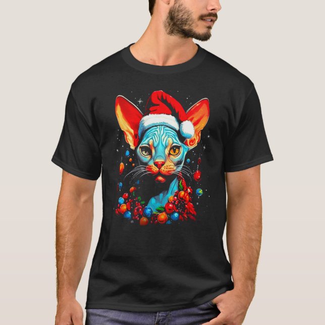 Camiseta Gato sin pelo Sphynx Navidad (Anverso)
