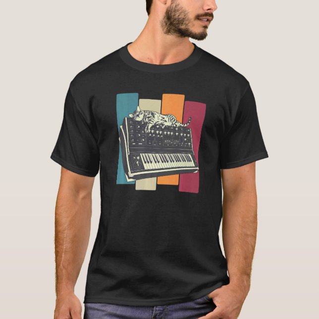 Camiseta Gato sintetizador modular de teclado sintetizador (Anverso)
