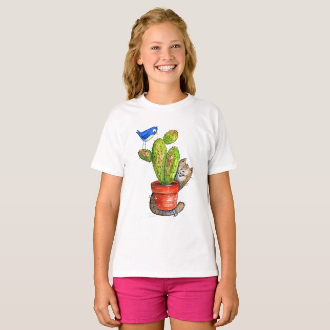 Camiseta Gato sinusal con cactus (Anverso completo)