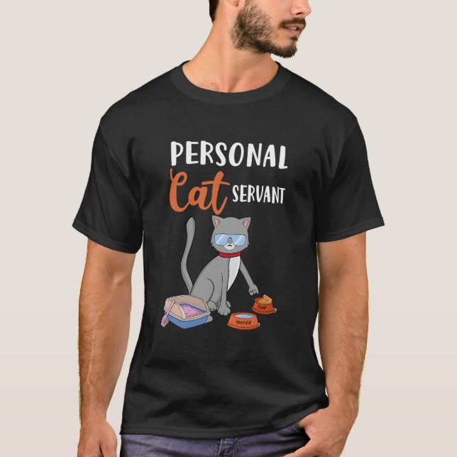 Camiseta Gato Sirviente Personal Gato (Anverso)