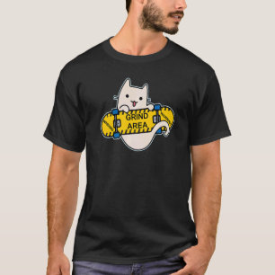 Camiseta Gato Skateboarder Patinando en Skateboard Grind