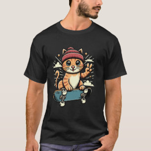 Camiseta Gato Skateboarding Cool