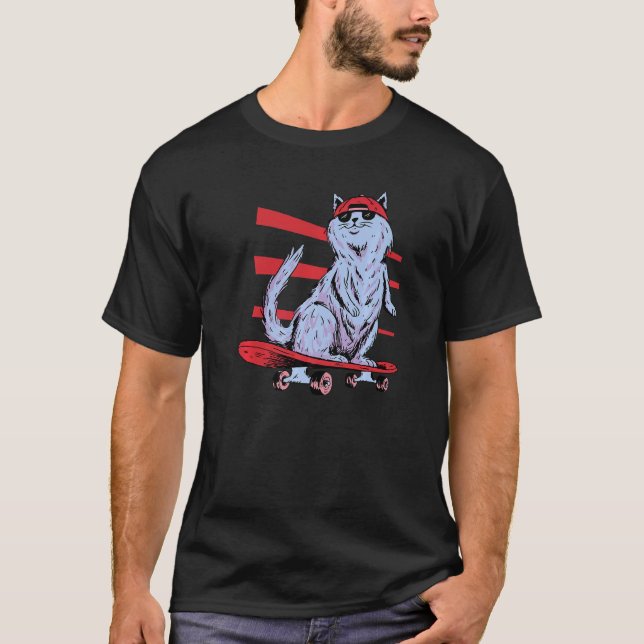 Camiseta Gato skater retro genial (Anverso)