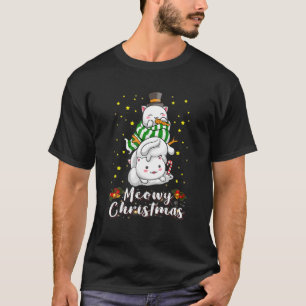 Camiseta Gato Snowman Meowy Catmas Familia Matando Xmas Paj