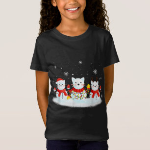 Camiseta Gato Snowman Santa Hat Reindeer Cat Lover Merry Ch