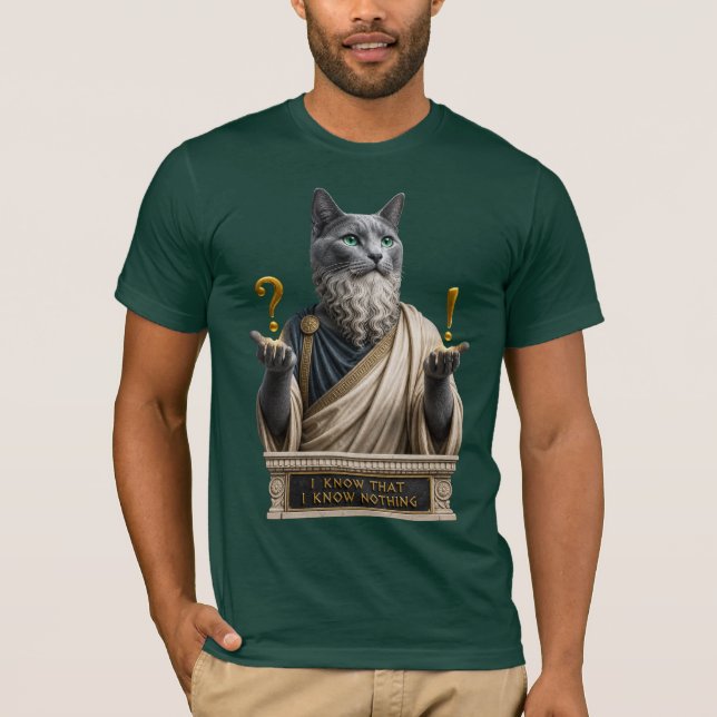 Camiseta Gato Socrates Azul Ruso (Anverso)