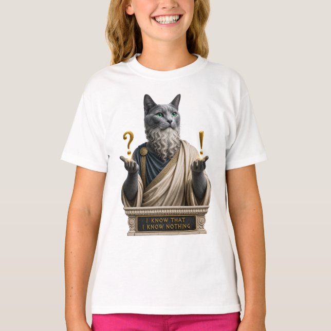 Camiseta Gato Socrates Azul Ruso (Anverso)