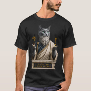 Camiseta Gato Socrates Azul Ruso