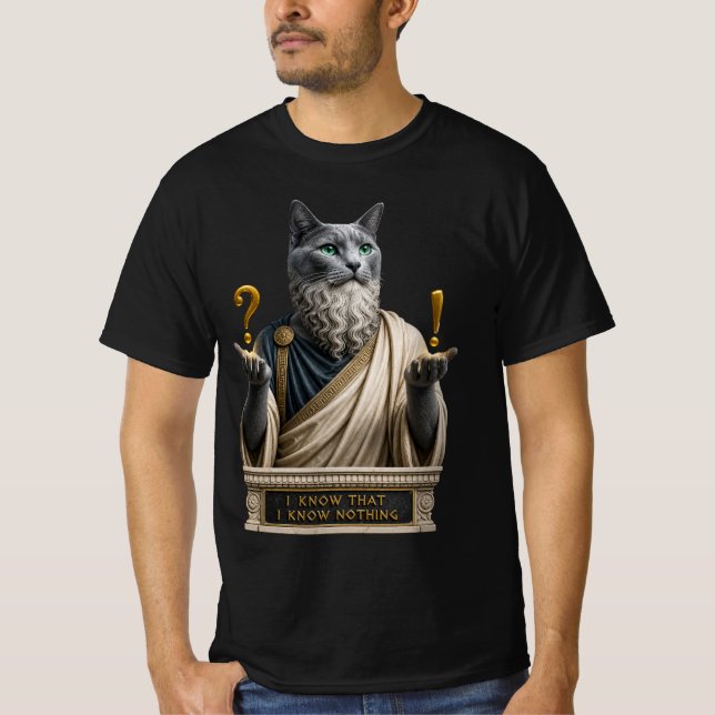Camiseta Gato Socrates Azul Ruso (Anverso)