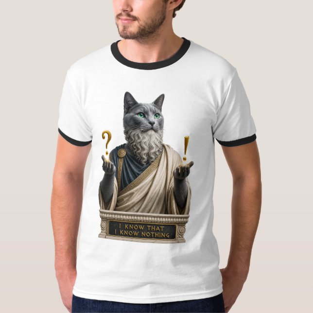 Camiseta Gato Socrates Azul Ruso (Anverso)