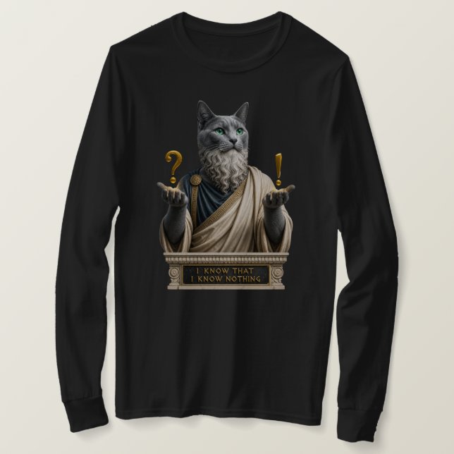 Camiseta Gato Socrates Azul Ruso (Anverso del diseño)