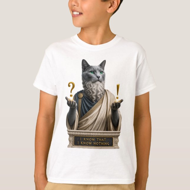 Camiseta Gato Socrates Azul Ruso (Anverso)