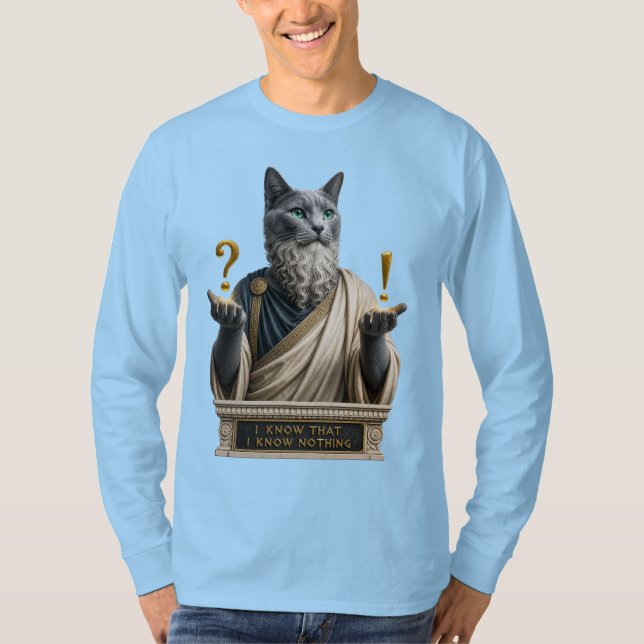 Camiseta Gato Socrates Azul Ruso (Anverso)