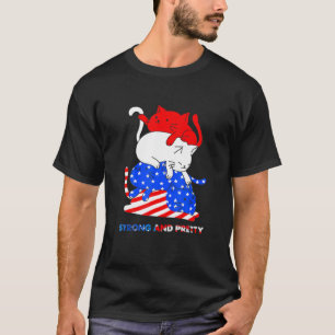 Camiseta Gato Sólido Y Bonito Bandera Estadounidense Cat 4h