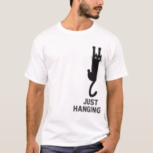Camiseta Gato Solo Colgando – Gato Negro Divertido Trepando
