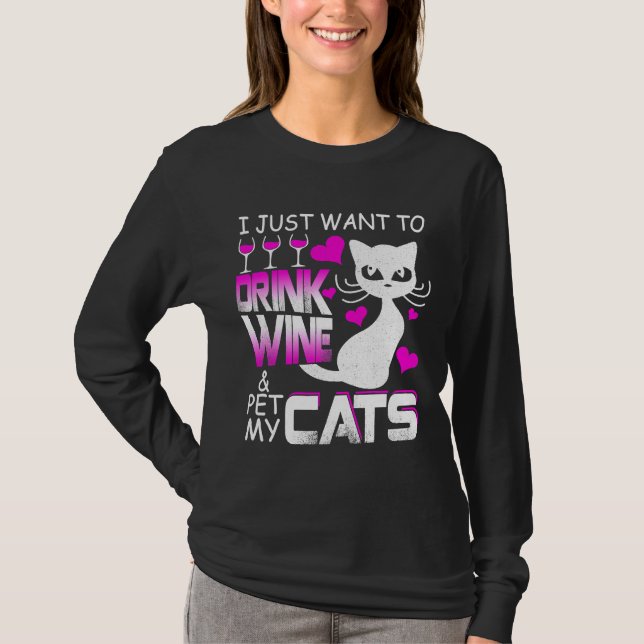 Camiseta Gato, Solo Quiero Beber Mascota De Vino (Anverso)