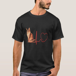 Camiseta Gato somalí latido EKG Gracioso Amo Mi Ca Somalí