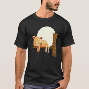 Camiseta Gato Soñador En Luna Llena Durmiendo Gato Noche De