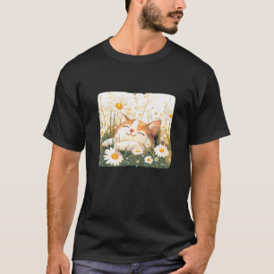 Camiseta Gato Sonriente en Prado de Margaritas para Verano
