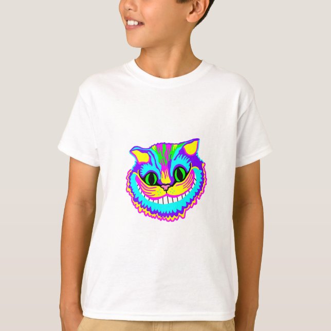 Camiseta Gato sonriente loco psicodélico (Anverso)