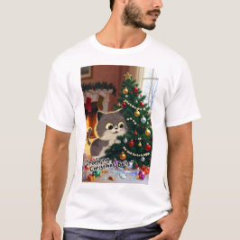 Camiseta Gato sonriente Navidad Caos 1 hombre