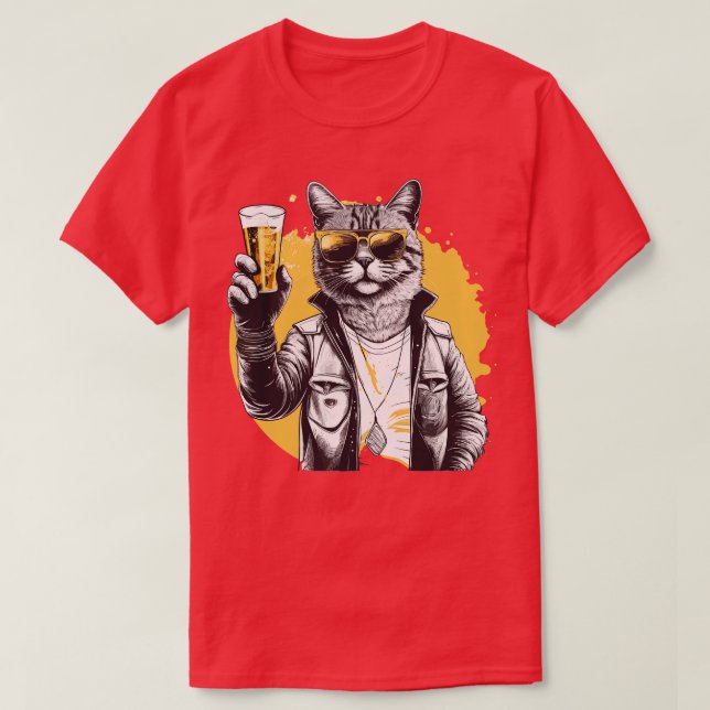 Camiseta Gato sosteniendo una botella (Diseño del anverso)