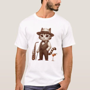 Camiseta Gato Speakeasy - Arte de tributo estético de jazz