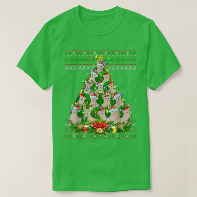Camiseta Gato Sphyn Gato Lover Xmas ilumina la fea navidad  (Diseño del anverso)