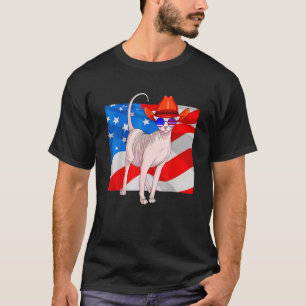 Camiseta Gato Sphynx 4H De Julio Gato De Bandera Patriótica