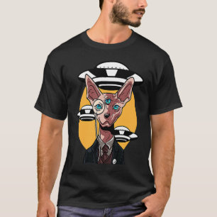 Camiseta Gato Sphynx Abducido por OVNI Gatito Extraterrestr