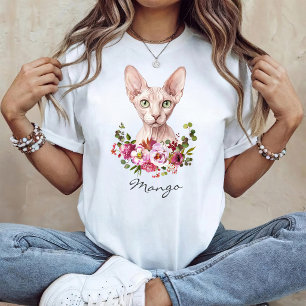 Camiseta Gato Sphynx acuarela