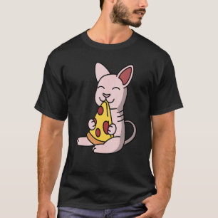 Camiseta Gato Sphynx Comiendo Pizza Mascota