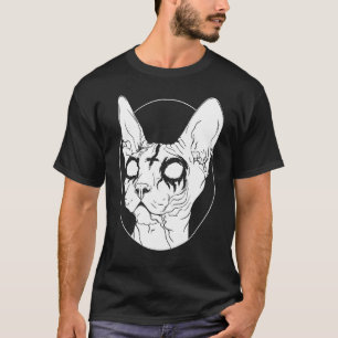 Camiseta Gato Sphynx de metal negro regalo gótico y de muer