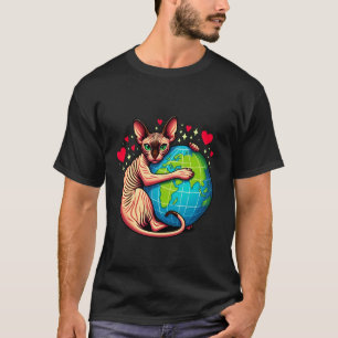 Camiseta Gato Sphynx Día de la Tierra Abrazo Amor Dueño Ama