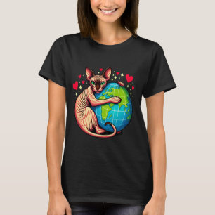 Camiseta Gato Sphynx Día de la Tierra Abrazo Amor Dueño Ama