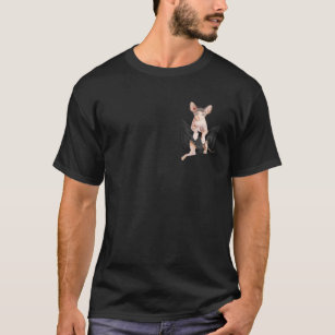 Camiseta Gato Sphynx En Bolsillo Negro Bonito Regalo T