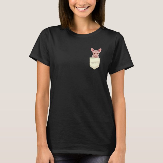 Camiseta Gato Sphynx En Un Mascota Sin Cabello De Bolsillo (Anverso)