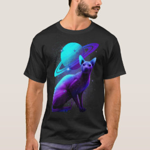 Camiseta Gato Sphynx Espacio Con Astronauta Del Planeta Sat