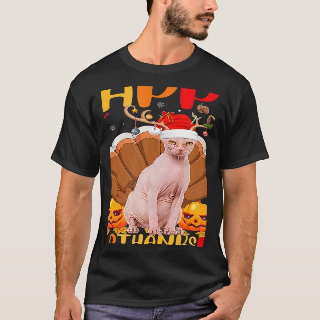 Camiseta Gato Sphynx Feliz Gato Sphynx Hellothanksmas (Anverso)