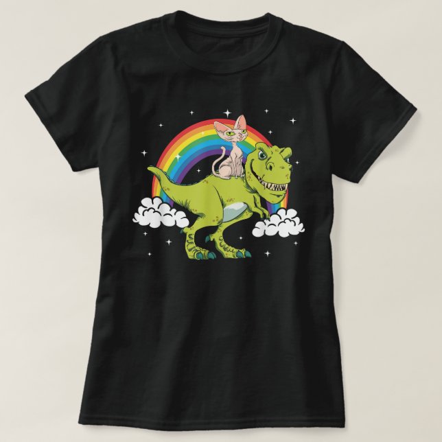 Camiseta Gato Sphynx Gatito T Rex Dinosaurio Tyrannosauro T (Diseño del anverso)