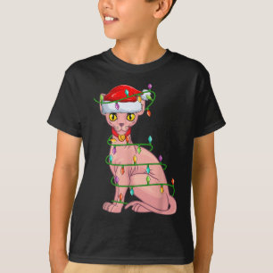 Camiseta Gato Sphynx Gato Gente Enamorado Xmas Santa Hat Ga