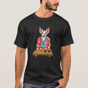 Camiseta Gato Sphynx Japonés Gato Mamá Kimono Sushi Gato