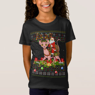 Camiseta Gato Sphynx Lover Xmas Feo Santa Riendo Gato Sfinx