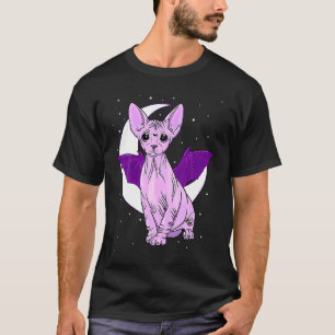 Camiseta Gato Sphynx Murciélago Lindo Pastel Góthico Espelu